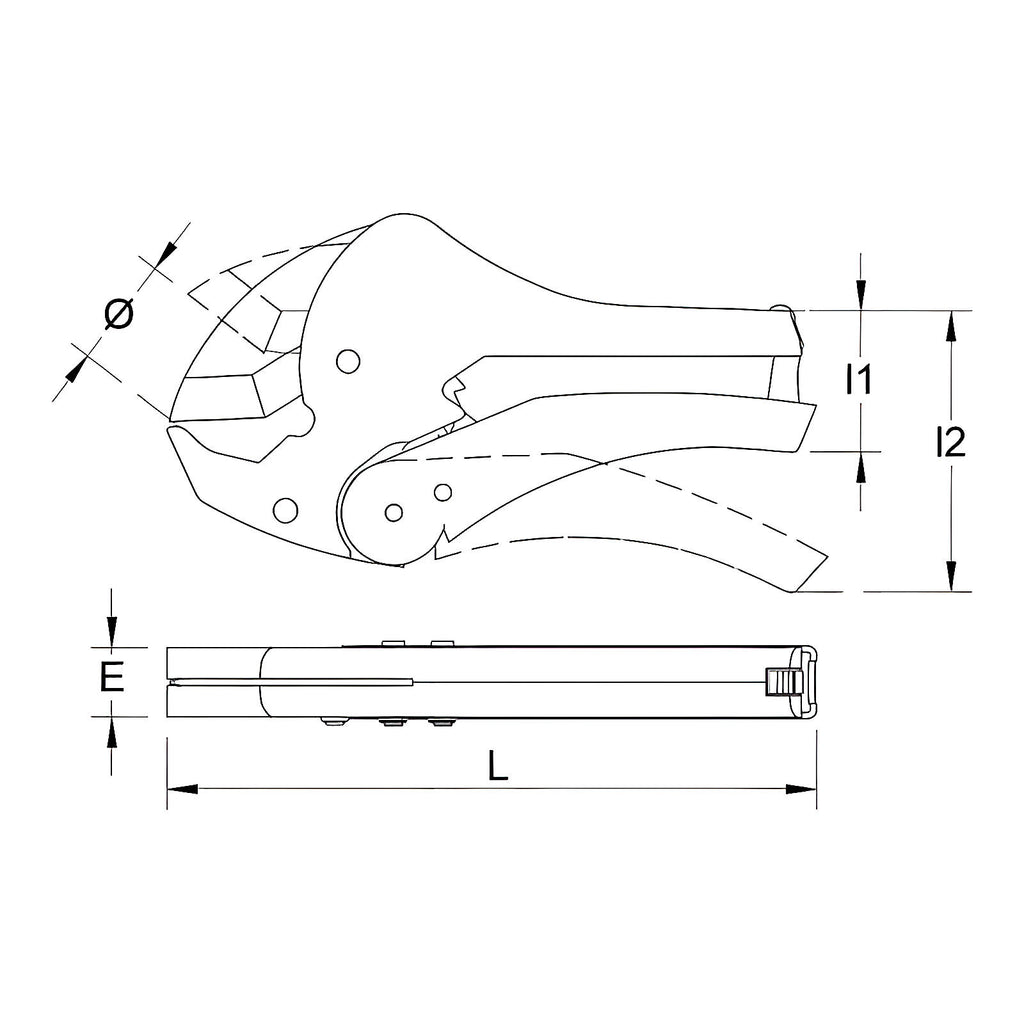 Coupe-tube PVC à cliquet sur carte plombier