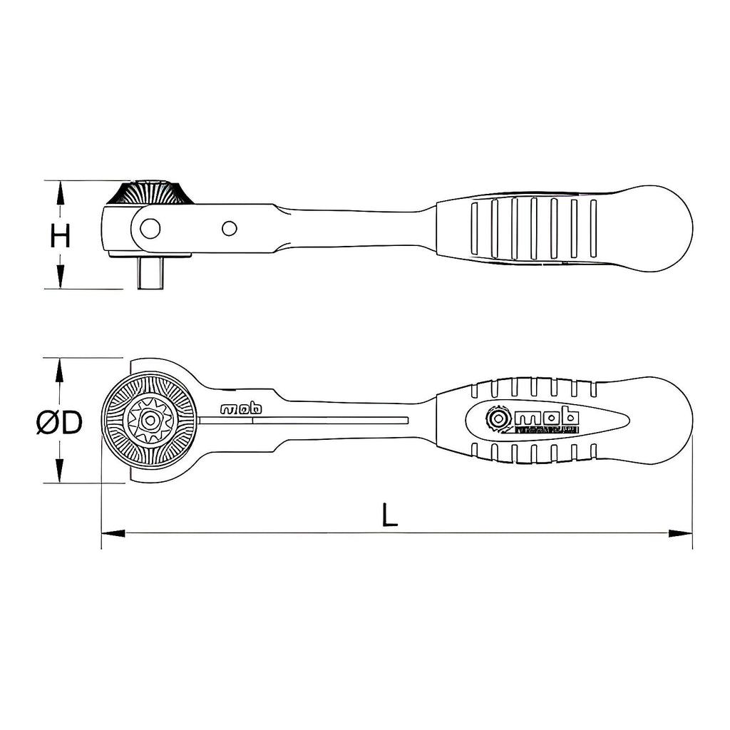 Cliquet rond 1/2” tête rotative orientable