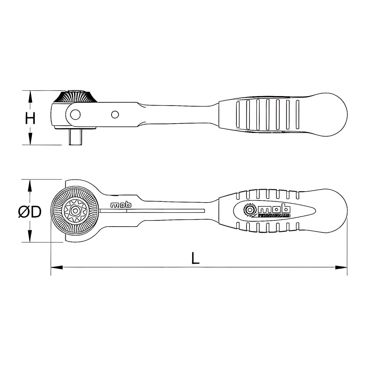 Cliquet rond 1/2” tête rotative orientable