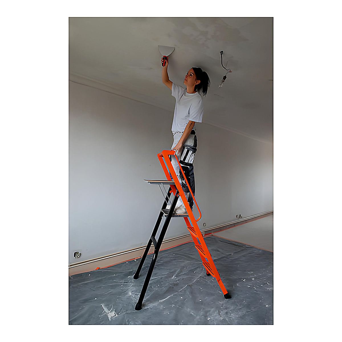 Escabeau pro aluminium 90 cm léger avec porte-outils
