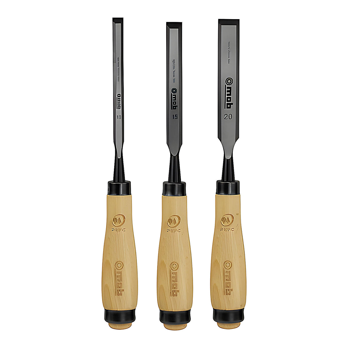 Jeu 3 ciseaux de sculpteur manche bois brochable