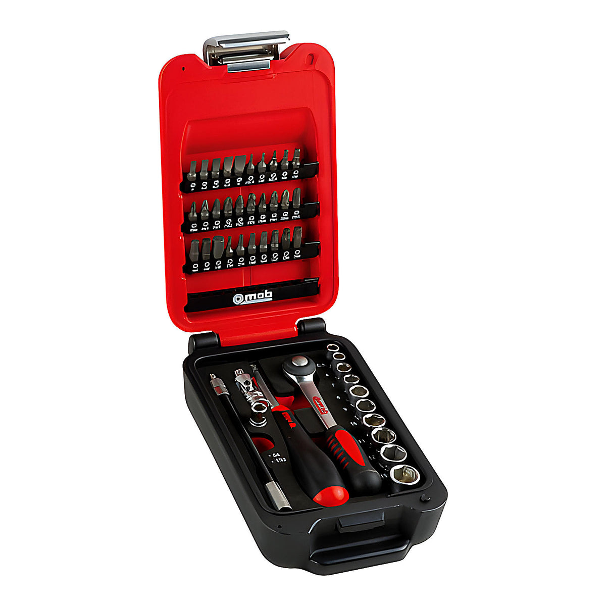 Coffret 1/4” 46 pièces 6 pans cliquet rond 72 dents