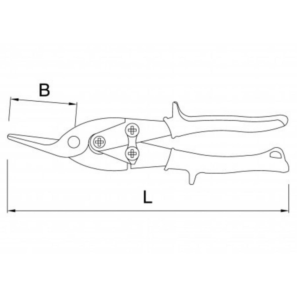 Cisaille aviation becs courbés lames twistées