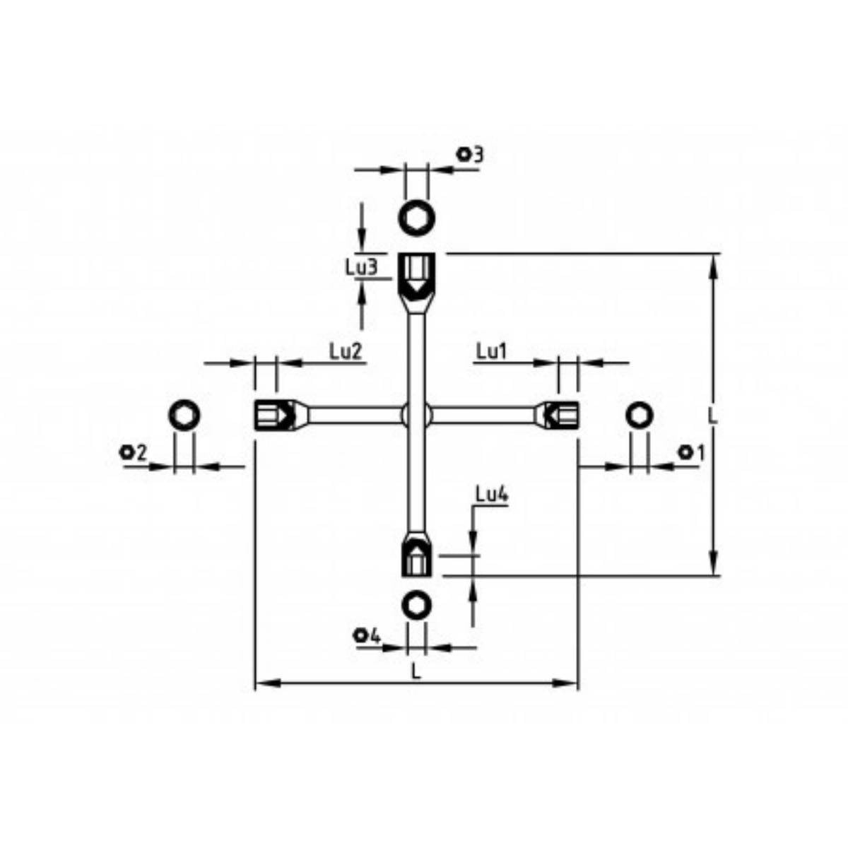Clés en croix chrome-vanadium forgées