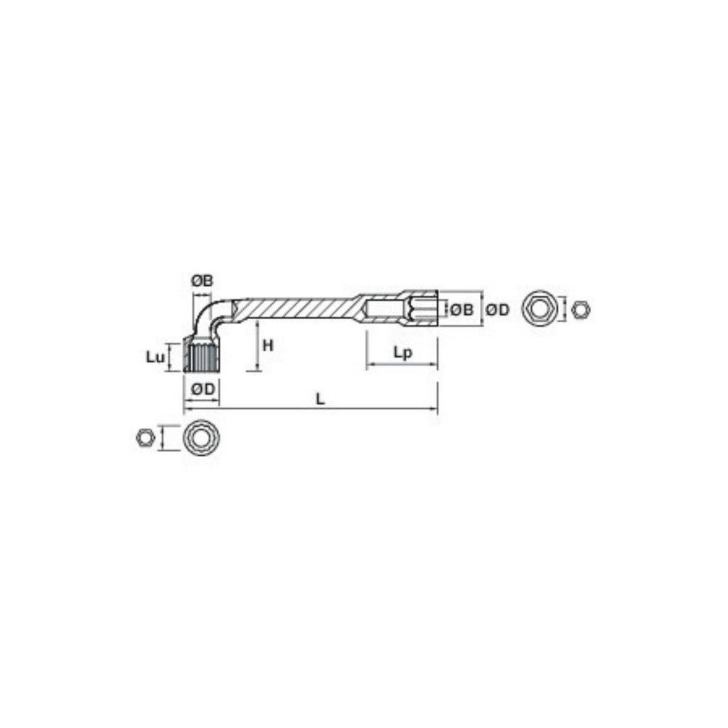 Clés à pipe débouchées 6x12 pans acier forgé NF ISO 2236