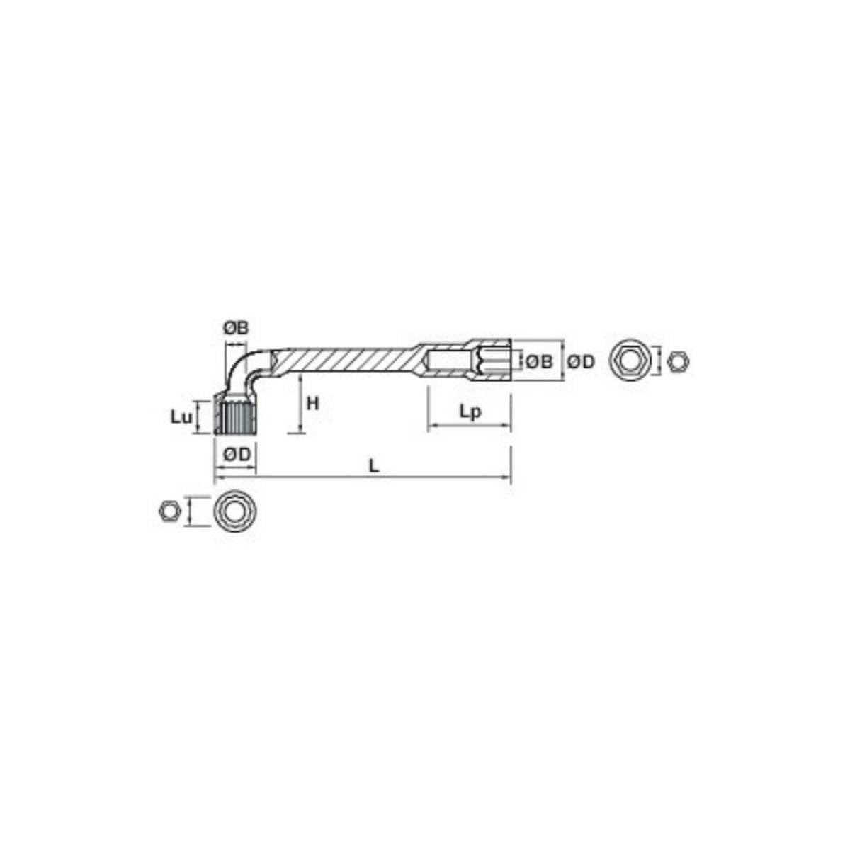 Clés à pipe débouchées 6x12 pans acier forgé NF ISO 2236