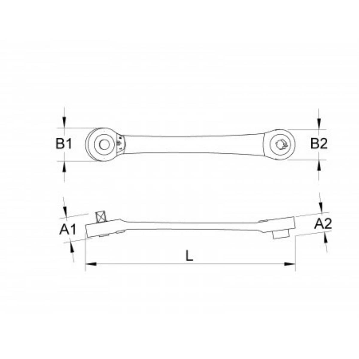 Cliquet porte-douille porte-embouts 2 en 1 carré 1/4”
