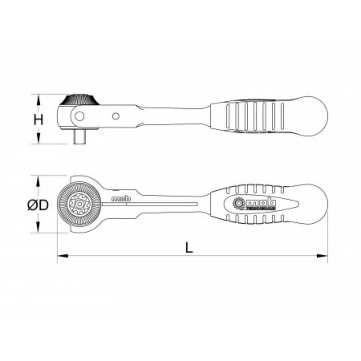 Cliquet 1/4” tête rotative orientable